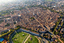 Aerial view of Parco archeologico Novi Ark, Parco PiazzaD'Armi Novisad, University Marco Biagi Department of Economics in Modena in the state Modena, Italy
