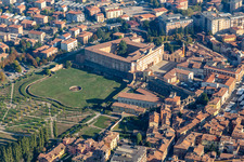 Aerial view of Parco Ducale, Giardini Ducali and Palazzo Ducale in Sassuolo in the state Modena, Italy