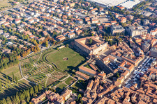 Oblique view of Parco Ducale, Giardini Ducali and Palazzo Ducale in Sassuolo in the state Modena, Italy