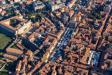 Market stalls at the Palazzo Ducale in Sassuolo in the state Modena, Italy