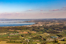 Aerial photograpy of Desenzano del Garda in the state Brescia, Italy