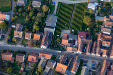 Aerial view of Main Street in Göcklingen in the state Rhineland-Palatinate, Germany