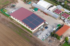 Kugelmann organic farm in Kandel in the state Rhineland-Palatinate, Germany from the drone perspective