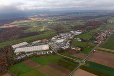 Aerial view of Horst industrial estate in the district Minderslachen in Kandel in the state Rhineland-Palatinate, Germany