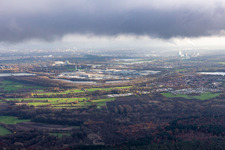 Bird's eye view of Oberwald industrial area in Wörth am Rhein in the state Rhineland-Palatinate, Germany