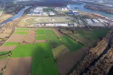Aerial photograpy of Planned expansion area of Daimler-Trucks AG in Wörth am Rhein in the state Rhineland-Palatinate, Germany
