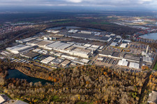 Industrial park with Daimer Truck AG in the district Maximiliansau in Wörth am Rhein in the state Rhineland-Palatinate, Germany