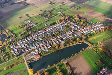 Aerial view of Bruchweg in the district Knielingen in Karlsruhe in the state Baden-Wuerttemberg, Germany