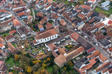 Aerial view of Anneresl Christmas Market in Rheinzabern in the state Rhineland-Palatinate, Germany