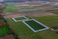 Aerial photograpy of Salad fields with foil in the district Minderslachen in Kandel in the state Rhineland-Palatinate, Germany