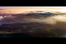 Palatinate Forest Panorama In the haze above the Queichtal in the district Queichhambach in Annweiler am Trifels in the state Rhineland-Palatinate, Germany