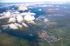 Wine village view under clouds from the southwest in Frankweiler in the state Rhineland-Palatinate, Germany