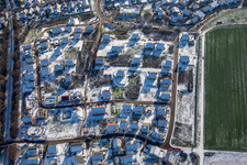 Oblique view of New development area K2 in winter with snow in Kandel in the state Rhineland-Palatinate, Germany