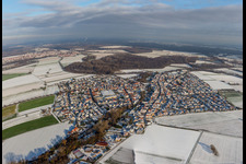 Aerial view of In winter when there is snow in Kuhardt in the state Rhineland-Palatinate, Germany