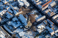 St. Mauritius Church in winter with snow in Rülzheim in the state Rhineland-Palatinate, Germany