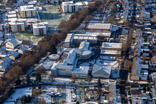 Gymnasium in the PAMINA school center in winter with snow in Herxheim bei Landau in the state Rhineland-Palatinate, Germany