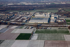 Interpark industrial area in winter with snow in Offenbach an der Queich in the state Rhineland-Palatinate, Germany