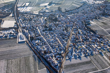 Aerial view of From the north in winter when there is snow in Insheim in the state Rhineland-Palatinate, Germany