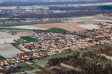 New development area K2 in winter with snow in Kandel in the state Rhineland-Palatinate, Germany from the plane
