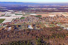 Bird's eye view of New development area K2 in winter with snow in Kandel in the state Rhineland-Palatinate, Germany
