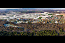 Panorama Saarstraße in winter with snow in Kandel in the state Rhineland-Palatinate, Germany