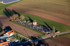 Aerial view of Cemetery on the D244 in Salmbach in the state Bas-Rhin, France