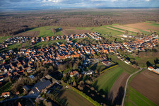 Aerial view of Niederlauterbach in the state Bas-Rhin, France