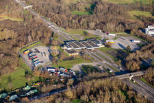 German-French border crossing Scheibenhardt A35/B9 in Scheibenhard in the state Bas-Rhin, France