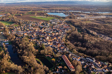 Lauterbourg in the state Bas-Rhin, France seen from above