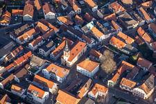 Luitpoldstraße Christ Church and Old Town Hall in Wörth am Rhein in the state Rhineland-Palatinate, Germany