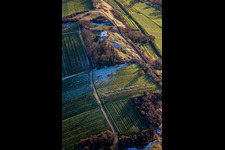Aerial view of Chapel "Kleine Kalmit" in the Kleine Kalmit nature reserve in Ilbesheim bei Landau in the state Rhineland-Palatinate, Germany