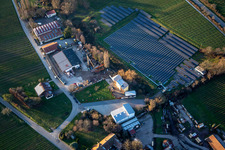Aerial view of Solar field at Hainbachtal in Böchingen in the state Rhineland-Palatinate, Germany
