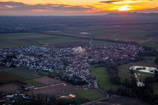 Aerial view of At sunset in Steinweiler in the state Rhineland-Palatinate, Germany