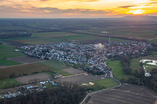 Aerial photograpy of At sunset in Steinweiler in the state Rhineland-Palatinate, Germany