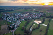 Oblique view of At sunset in Steinweiler in the state Rhineland-Palatinate, Germany