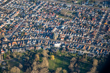 Protestant Church Hauptstr in the district Neureut in Karlsruhe in the state Baden-Wuerttemberg, Germany