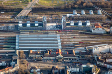 Main station in the district Südweststadt in Karlsruhe in the state Baden-Wuerttemberg, Germany