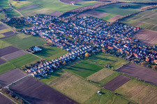 Aerial photograpy of From the southeast in Freckenfeld in the state Rhineland-Palatinate, Germany