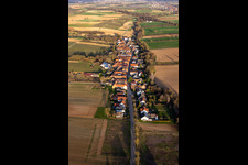 Aerial view of Main Street in Vollmersweiler in the state Rhineland-Palatinate, Germany