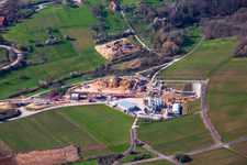 Construction site of the eastern tunnel portal for the Astrid Tunnel for the underpass and bypass of Bad Bergzabern between B38 (Weinstraße) and B427 (Kurtalstraße) in Dörrenbach in the state Rhineland-Palatinate, Germany from above