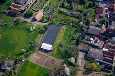 Riding facility at the cemetery in Winden in the state Rhineland-Palatinate, Germany seen from above