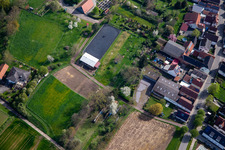 Riding facility at the cemetery in Winden in the state Rhineland-Palatinate, Germany from the plane