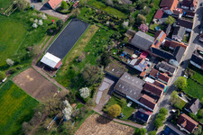 Riding facility at the cemetery in Winden in the state Rhineland-Palatinate, Germany viewn from the air