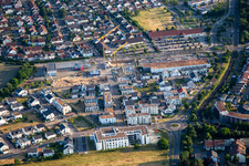 Aerial photograpy of New development area Am Biegen in the district Hochstetten in Linkenheim-Hochstetten in the state Baden-Wuerttemberg, Germany
