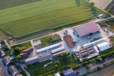 Kugelmann organic farm in Kandel in the state Rhineland-Palatinate, Germany from a drone