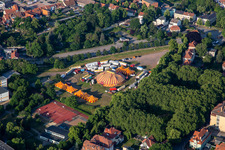 Aerial view of Circus at the Fishponds in Quedlinburg in the state Saxony-Anhalt, Germany