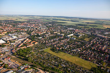 Aerial view of Allotment gardening association Dr. Schreber eV in Halberstadt in the state Saxony-Anhalt, Germany