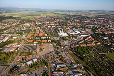 Quedlinburger Landstraße crosses the railway line in Halberstadt in the state Saxony-Anhalt, Germany