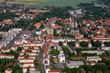Aerial view of Cathedral and Cathedral Treasury Halberstadt from the east in Halberstadt in the state Saxony-Anhalt, Germany