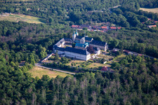 Aerial view of Huysburg Monastery in the district Röderhof in Huy in the state Saxony-Anhalt, Germany